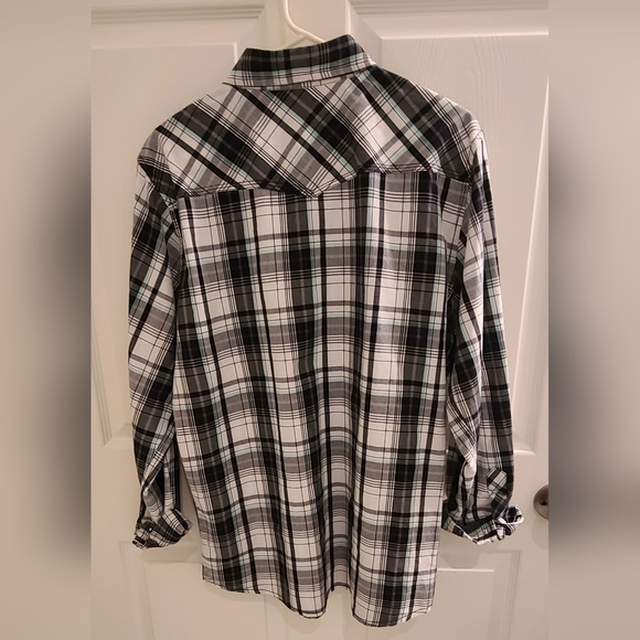 Reclaim Men's Black White Mint Green Long Sleeve Button Up Shirt Size Large - Picture 5 of 5